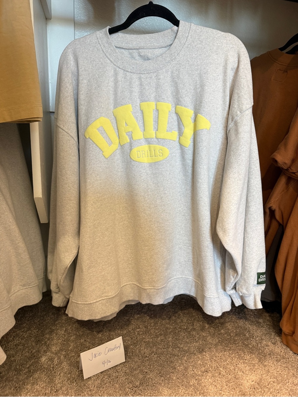 Daily Drills Crewneck Sweatshirt with Yellow Bubble Letters